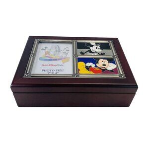 Disney Wooden Photo Box Storage Mickey Mouse 3" X 4" Slots